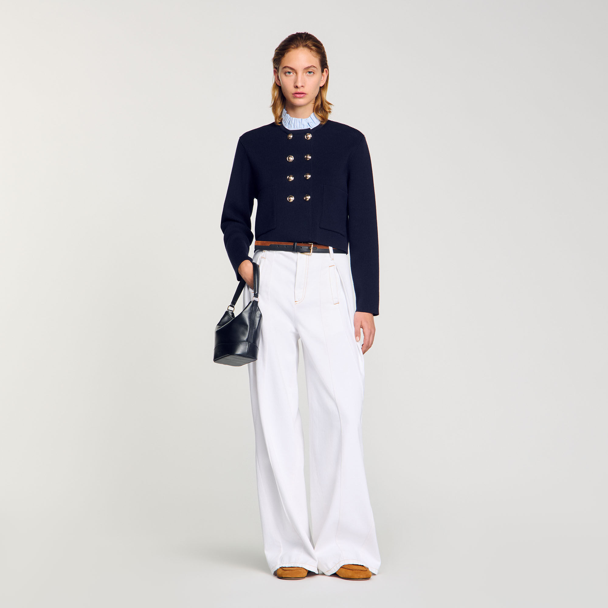 Cardigan colletto volant rimovibile