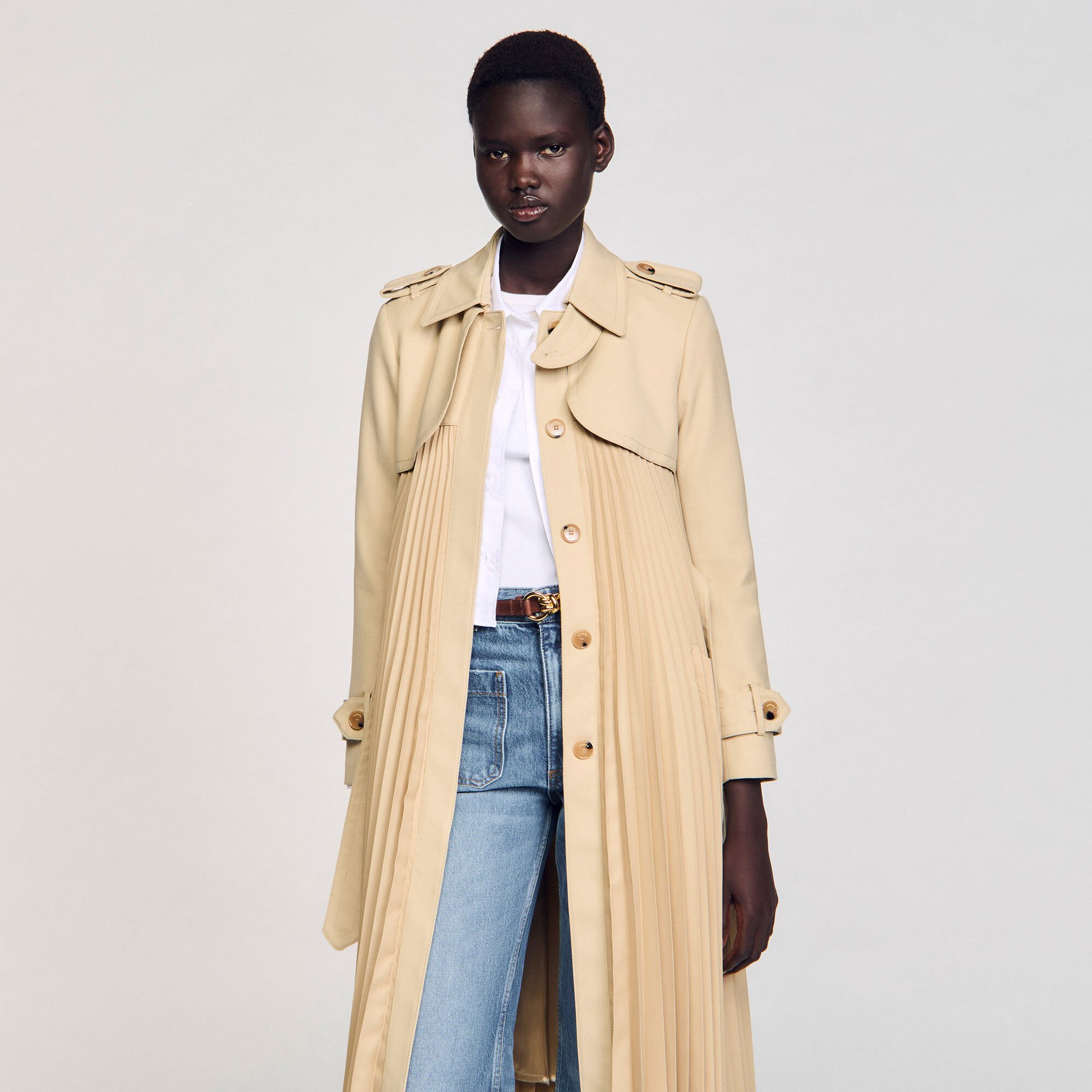 Trench plissettato con cintura