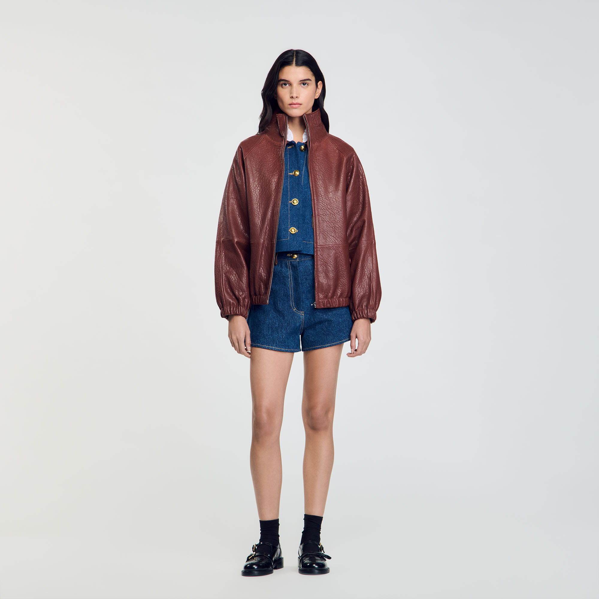 Giubbotto in pelle oversize