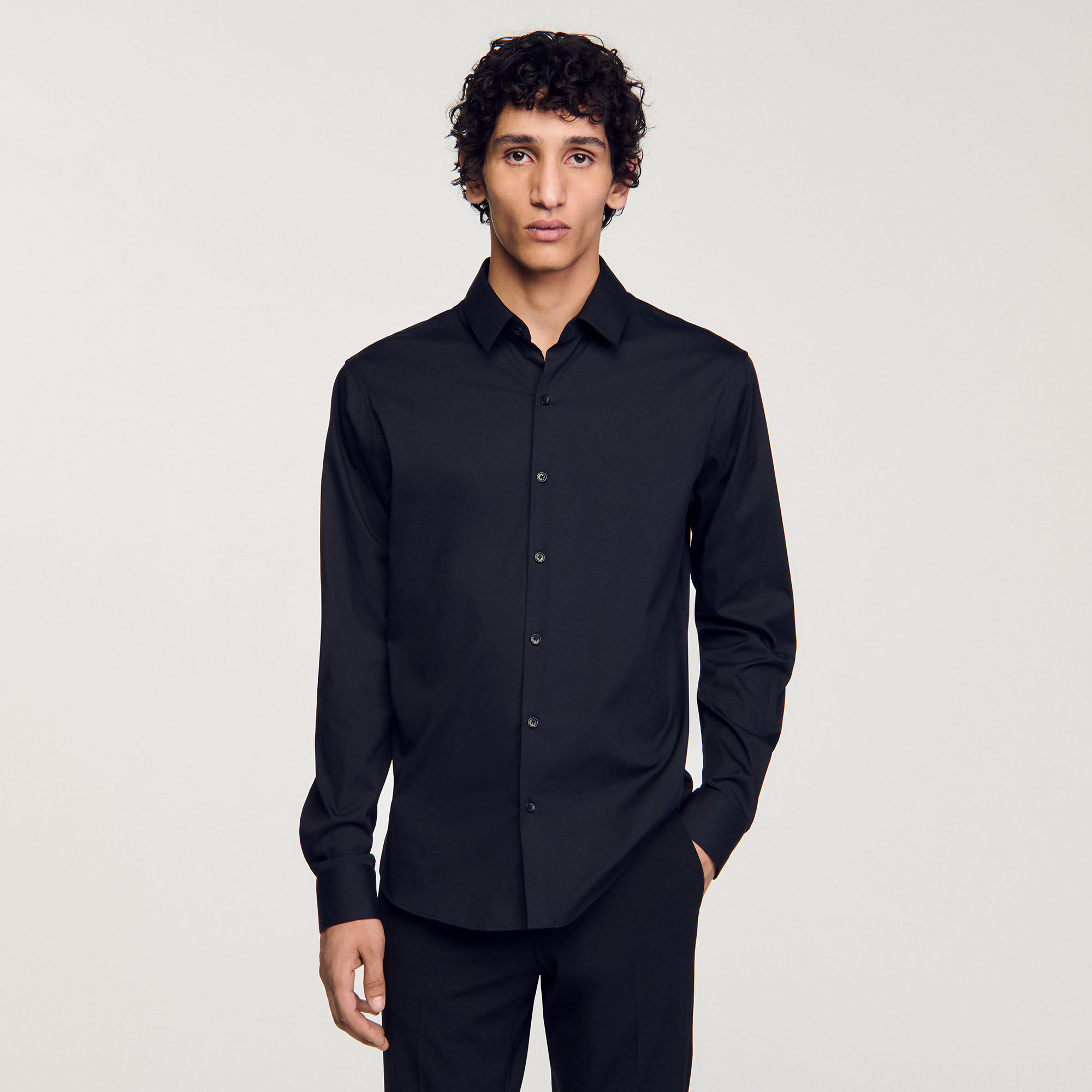 Camicia aderente in cotone stretch