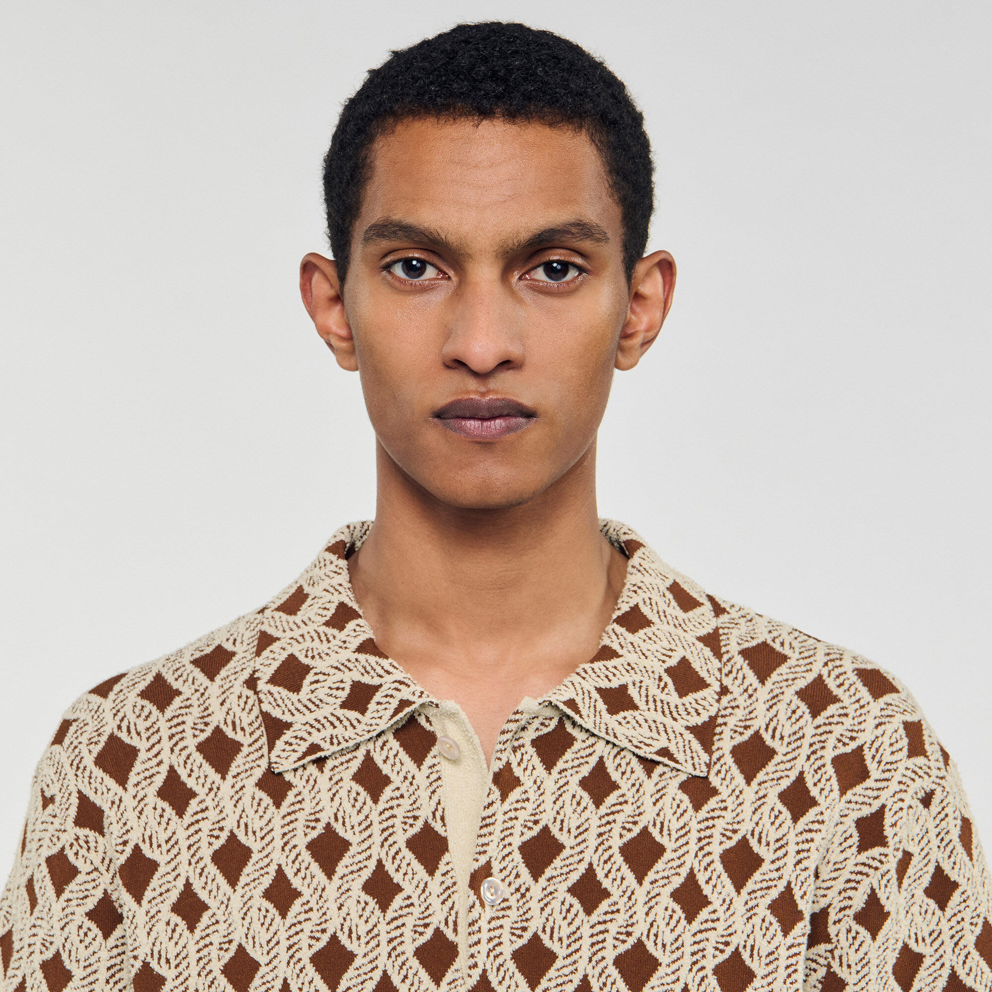 Camicia cardigan con jacquard a corda