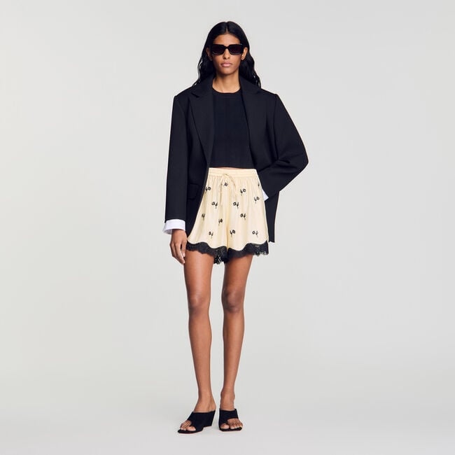 Shorts ricamati a fiori
