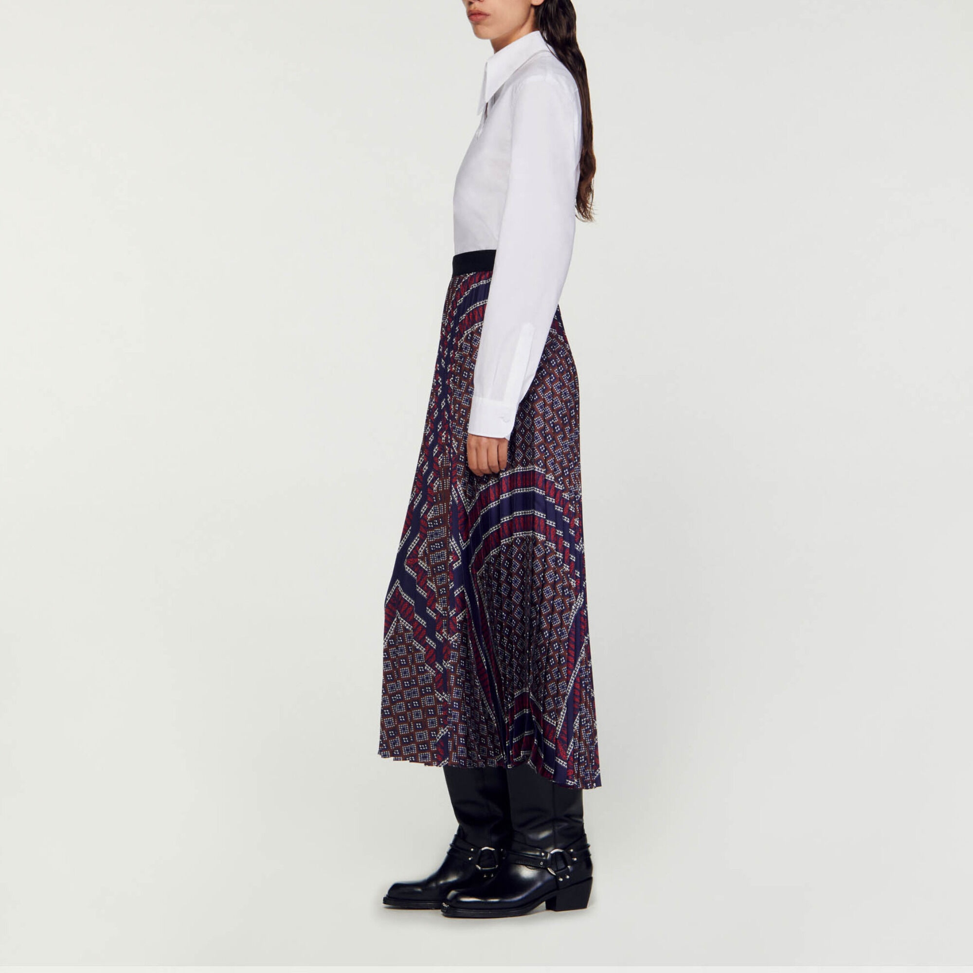 Gonna lunga plissettata con stampa