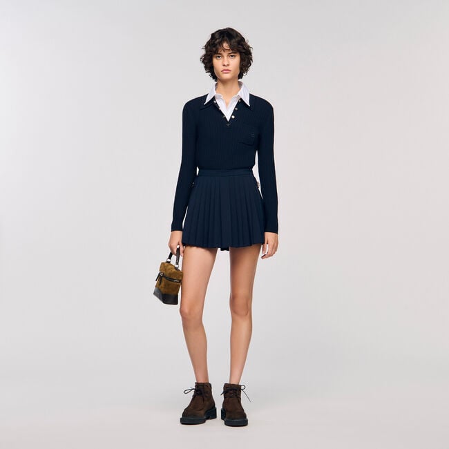 Maglione polo in maglia ritorta
