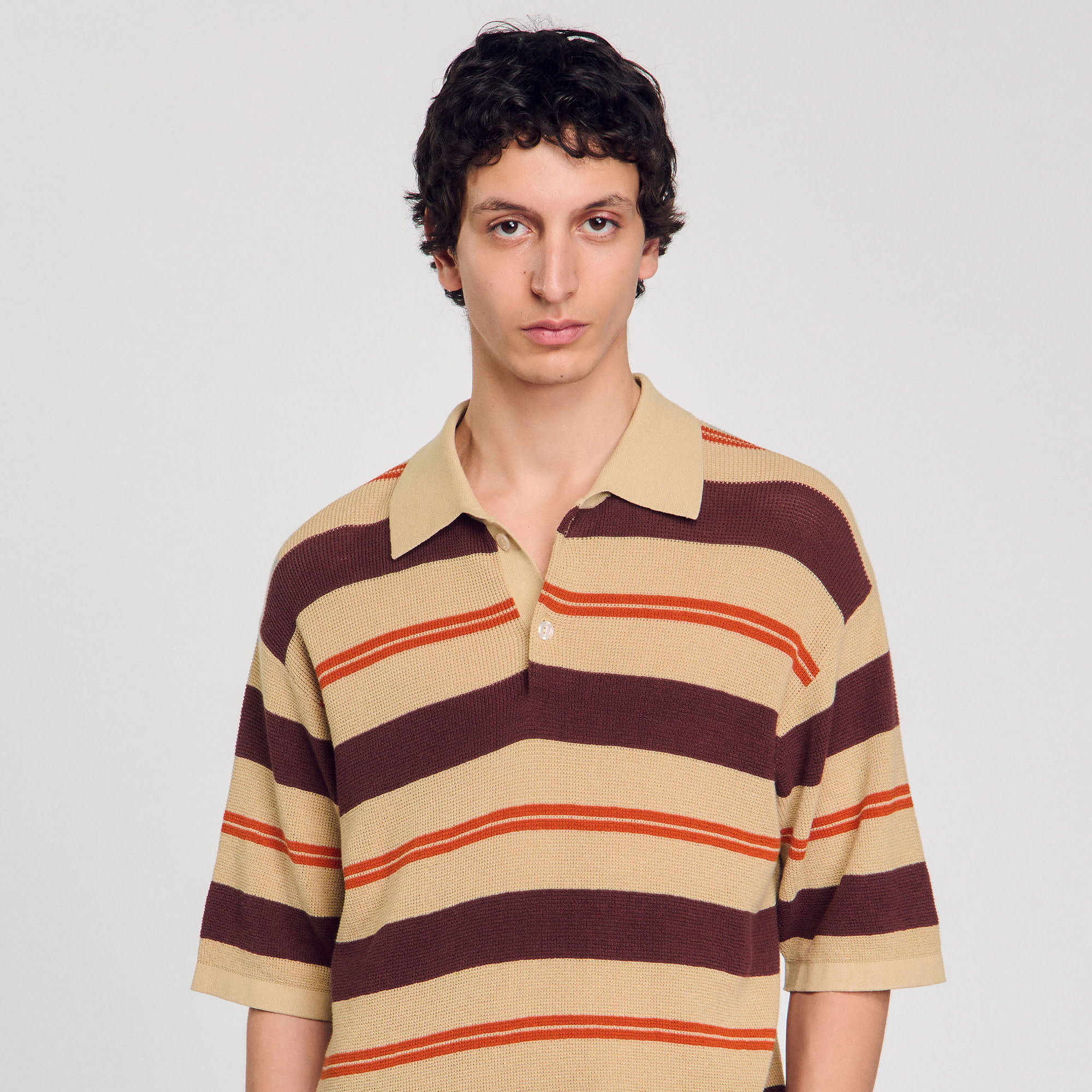 Polo a righe in maglia