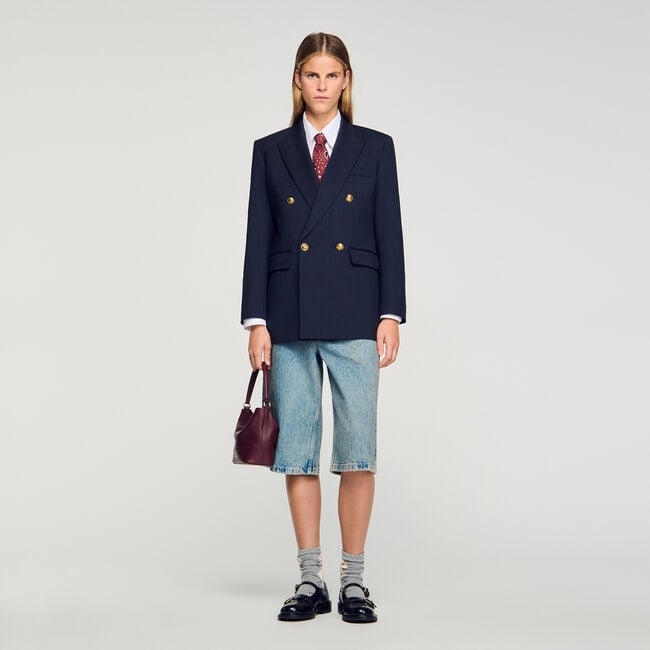 Bermuda jeans effetto stropicciato