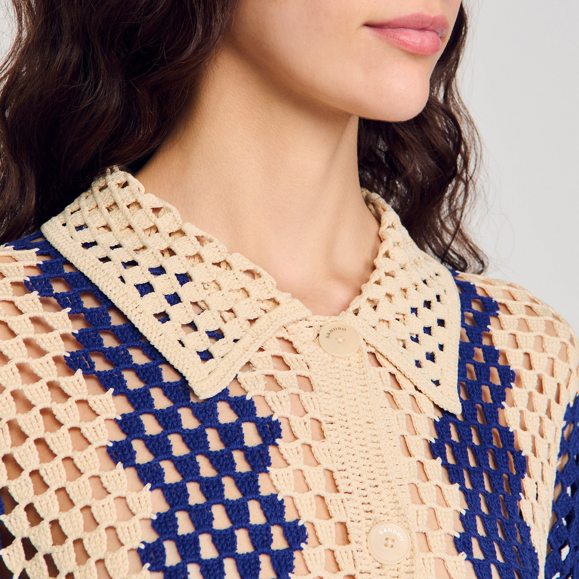 Cardigan in maglia bicolore