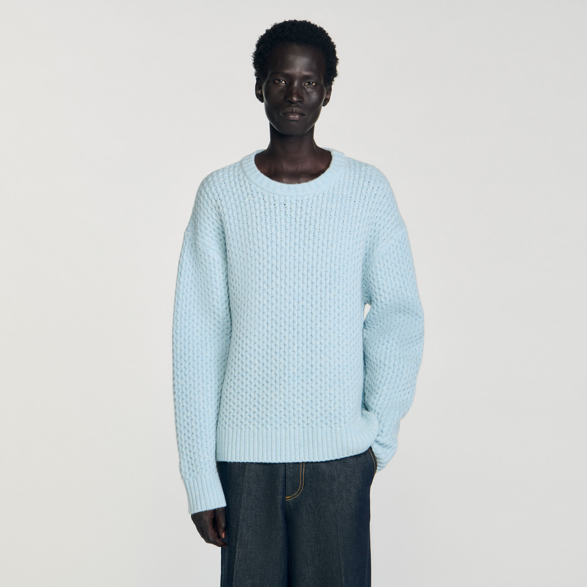 Maglione in lana punto nido d'ape