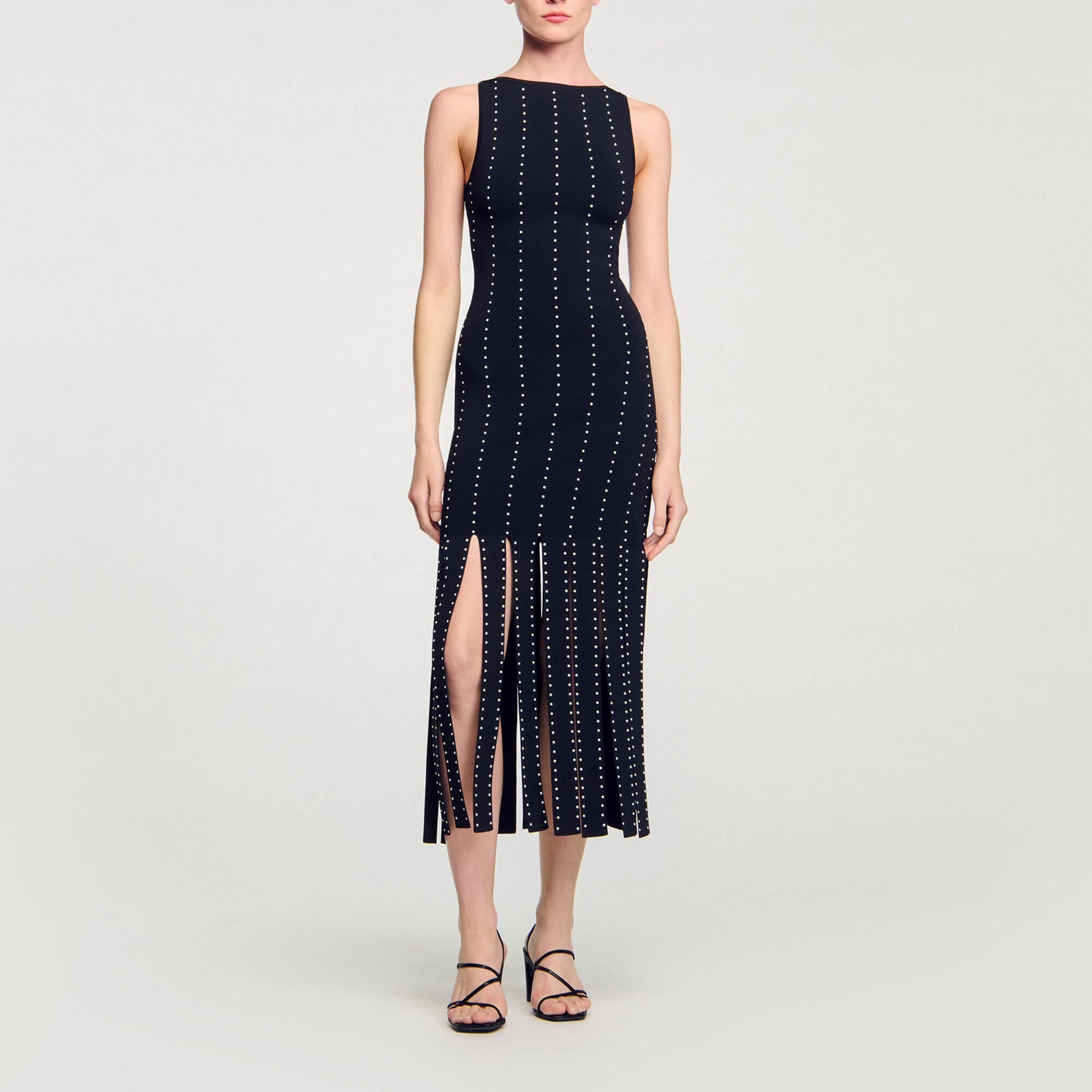 Abito lungo in maglia con frange - Donna | Sandro