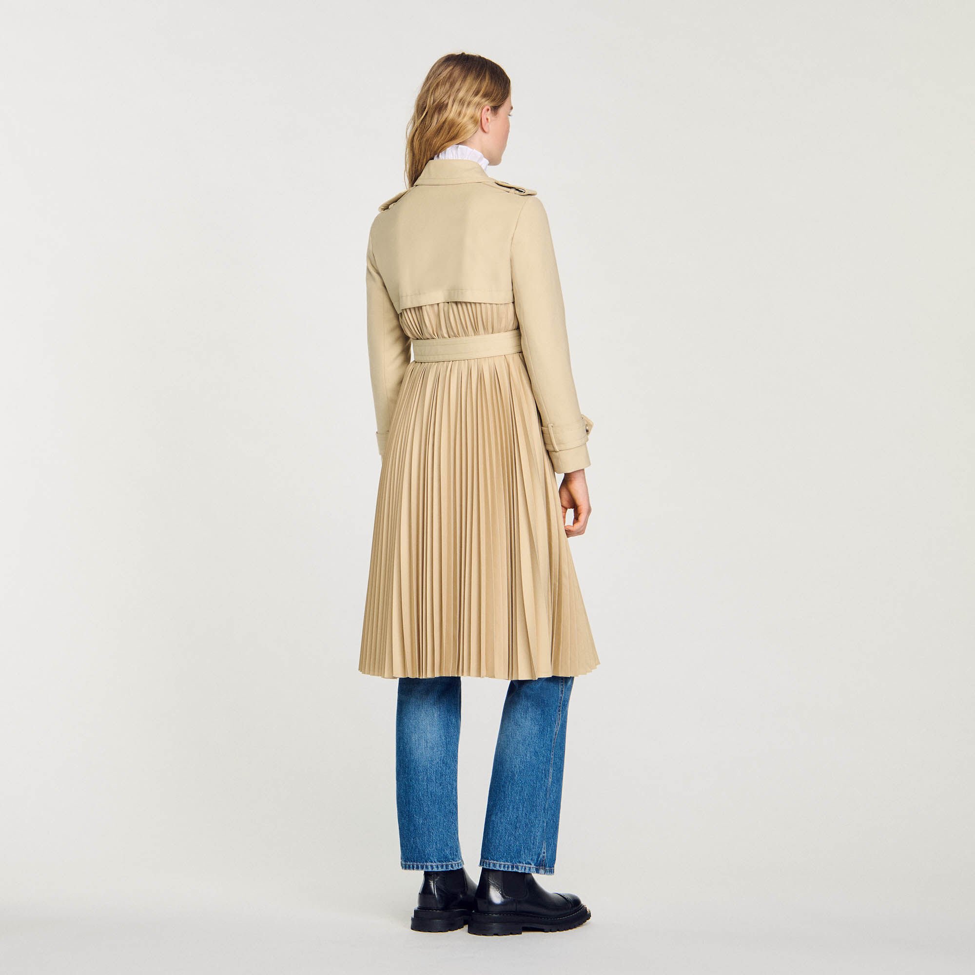 Trench plissettato con cintura