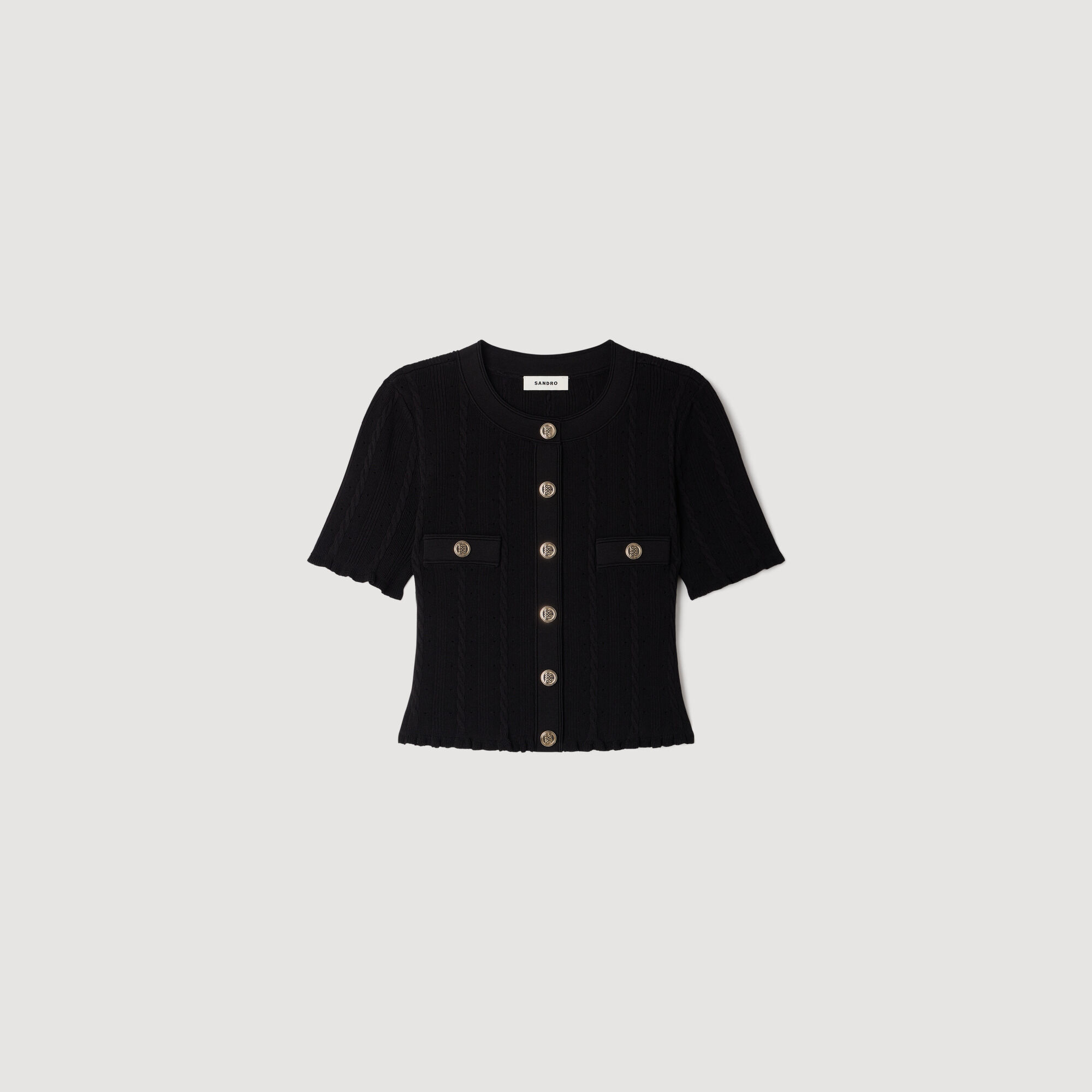 Cardigan corto in maglia pointelle