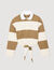 T-shirt righe collo polo glitterato