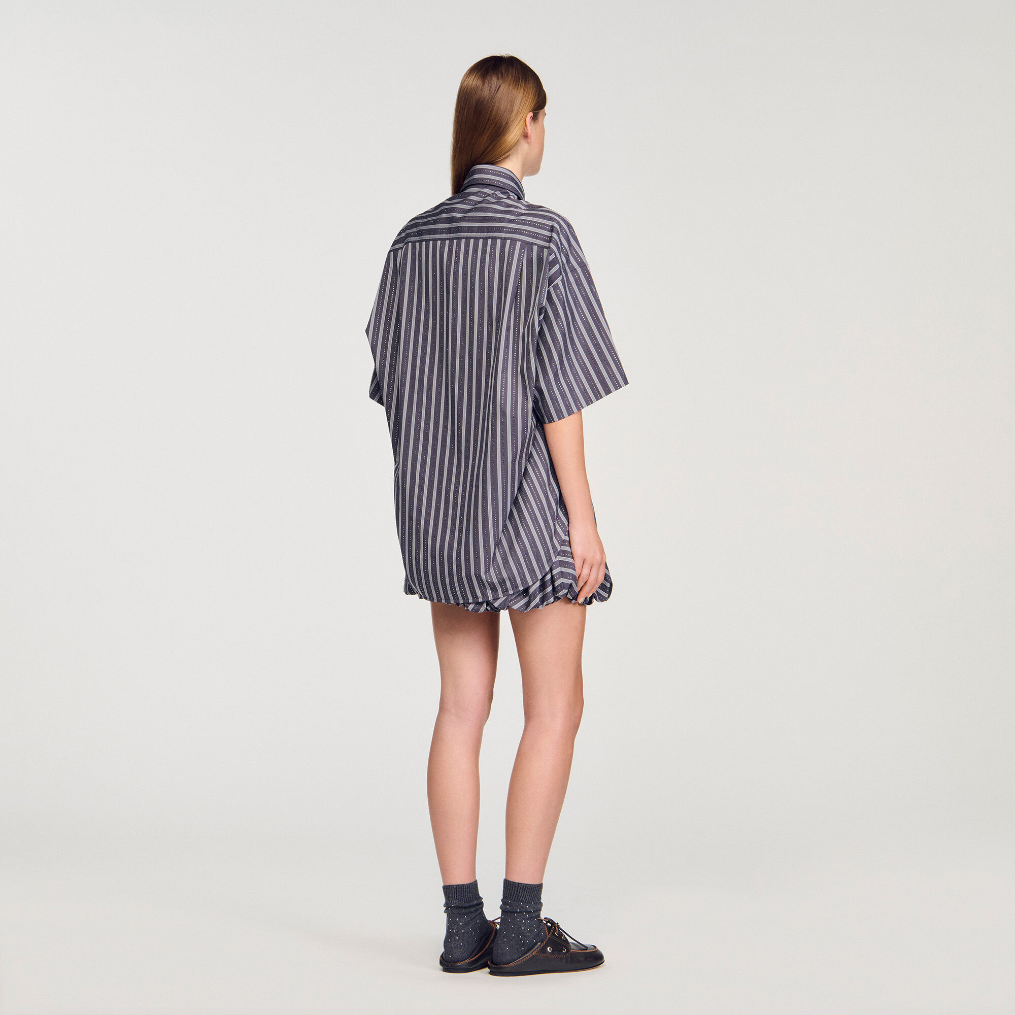 Camicia oversize a righe glitterata