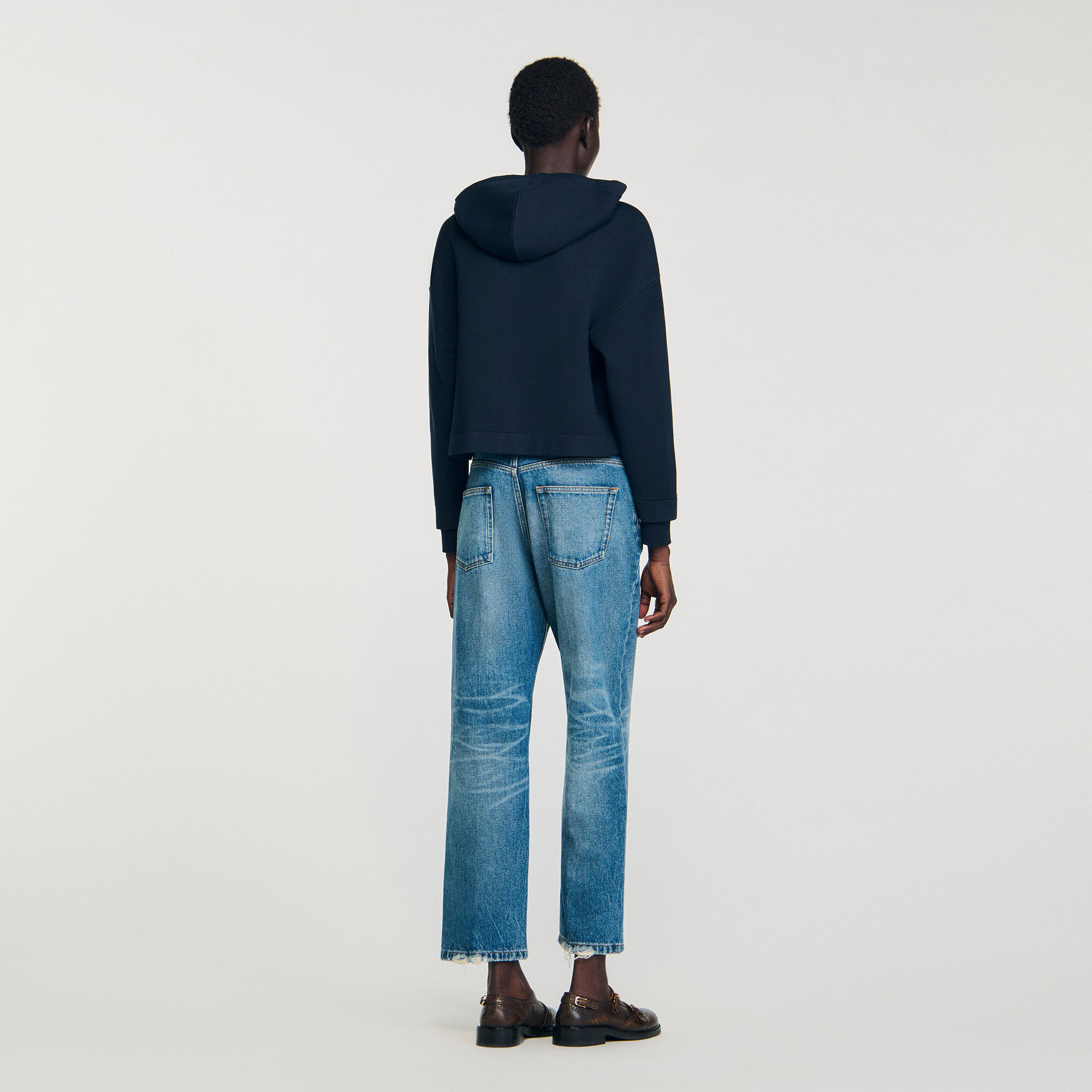 Felpa in maglia e denim
