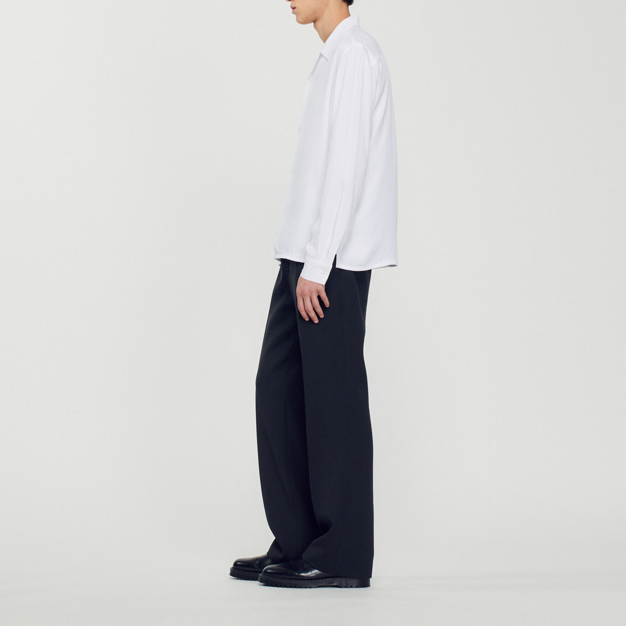 Camicia fluida con collo a pescecane
