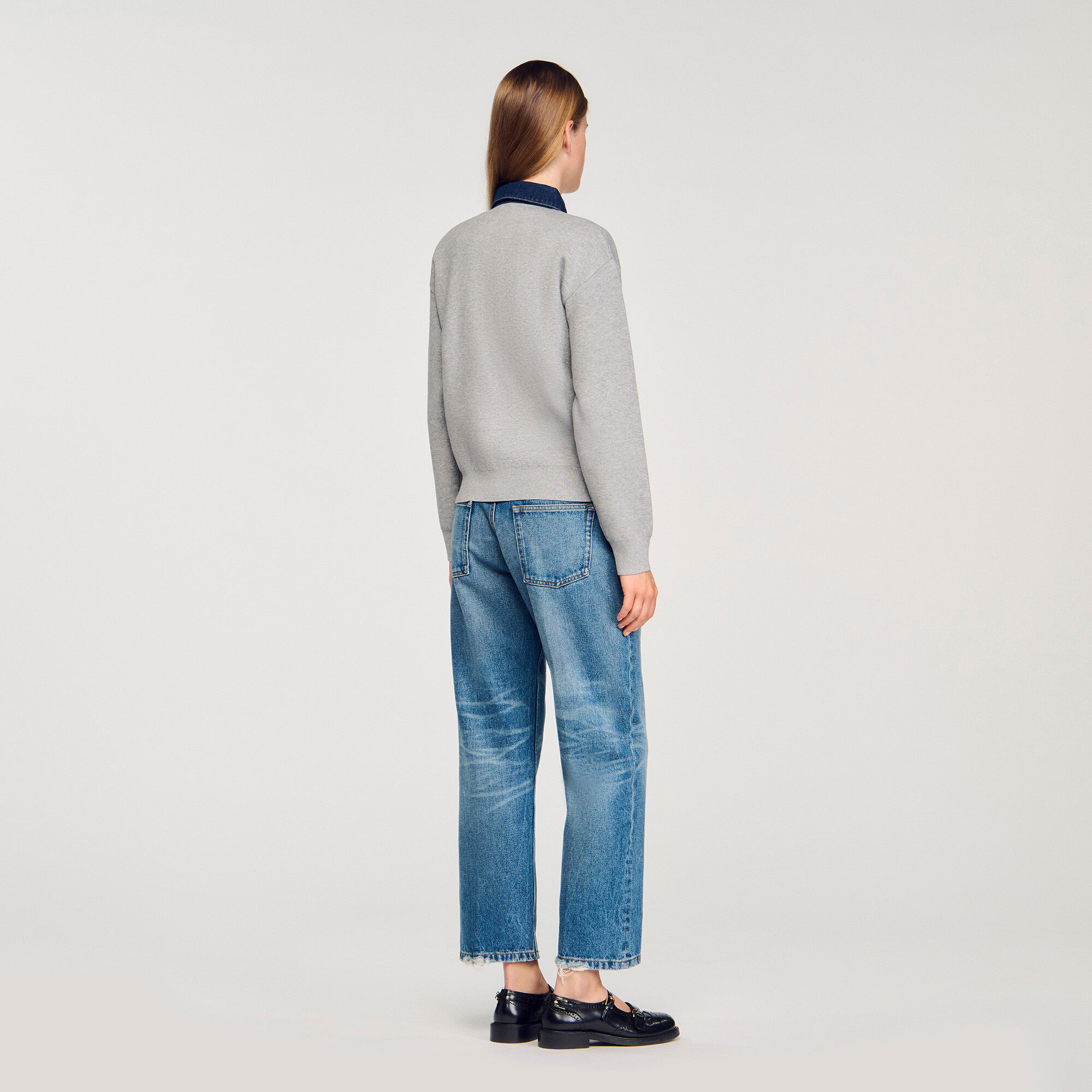 Maglione con colletto in jeans