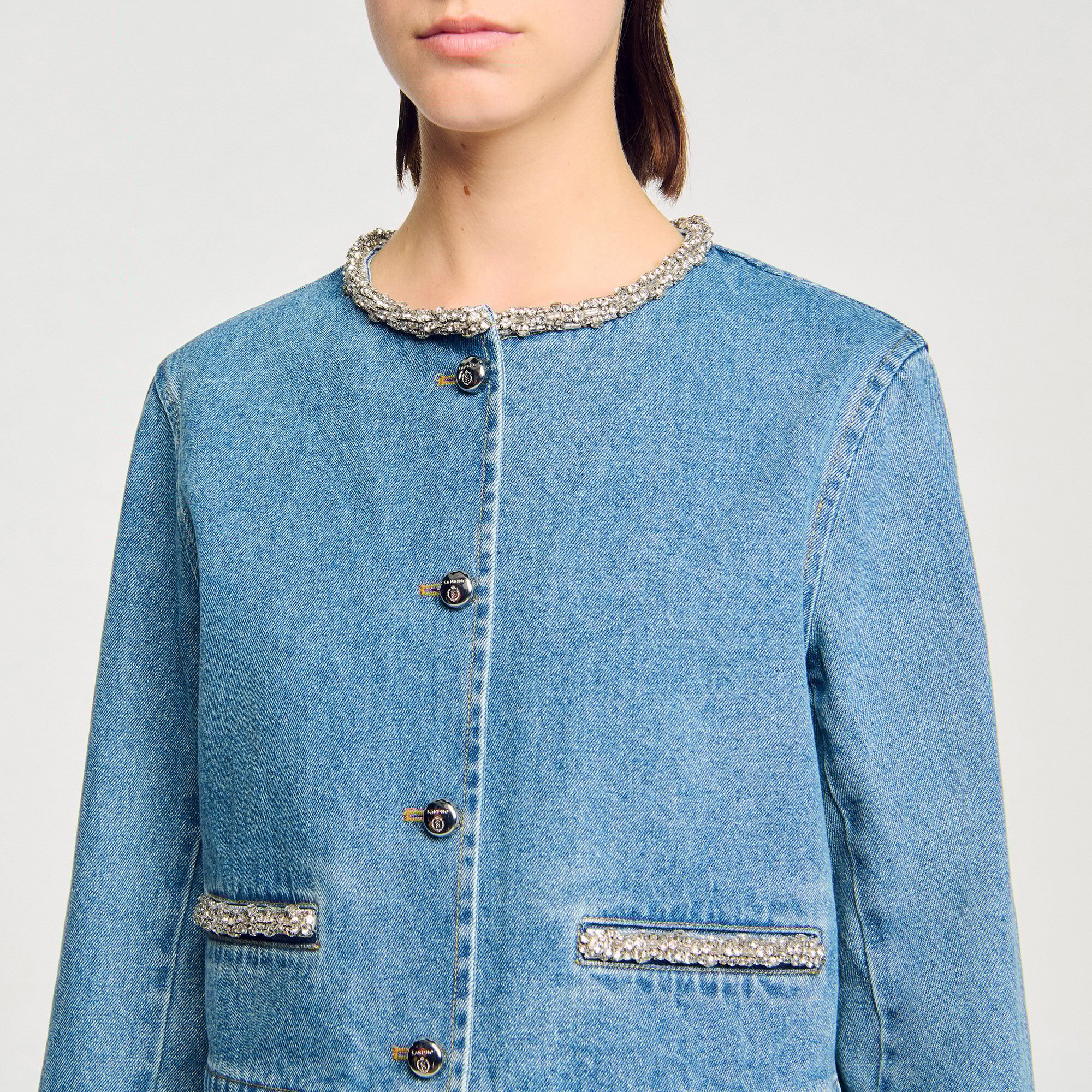 Giubbotto in denim con strass