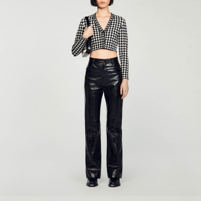 Cardigan corto motivo jacquard vichy
