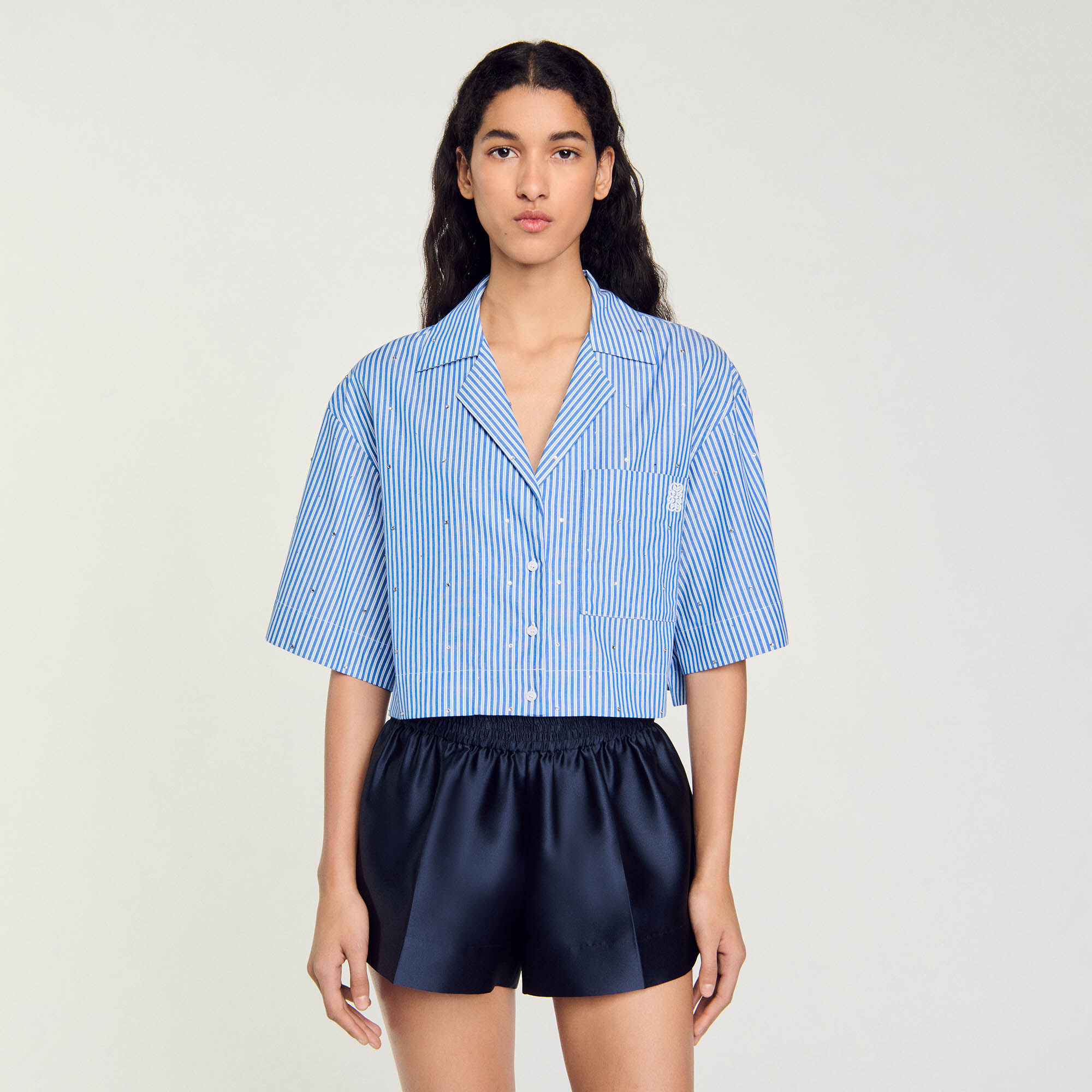 Camicia glitterata a maniche corte