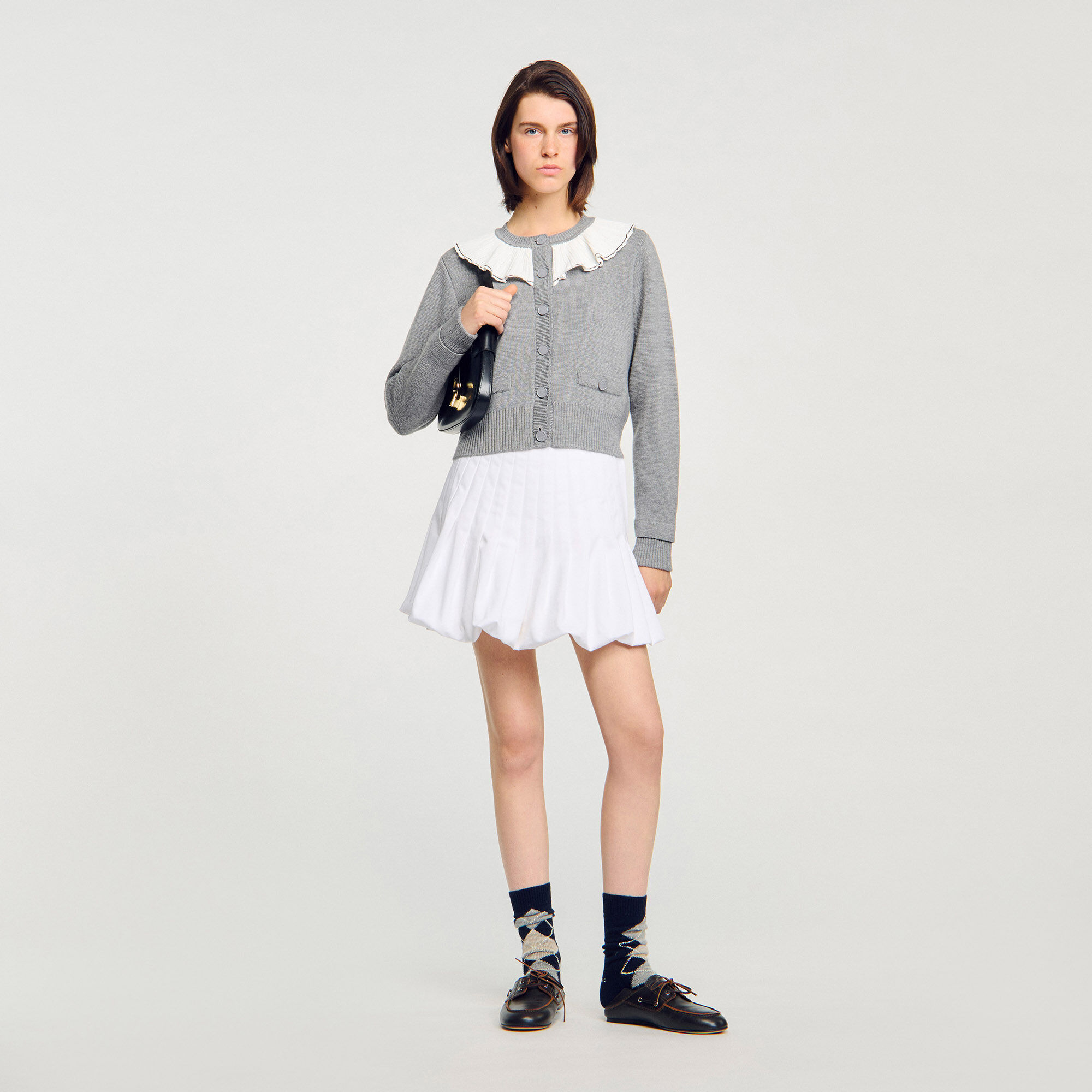 Cardigan con colletto a contrasto