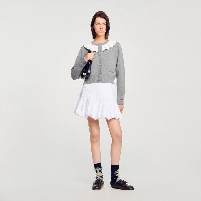 Cardigan con colletto a contrasto