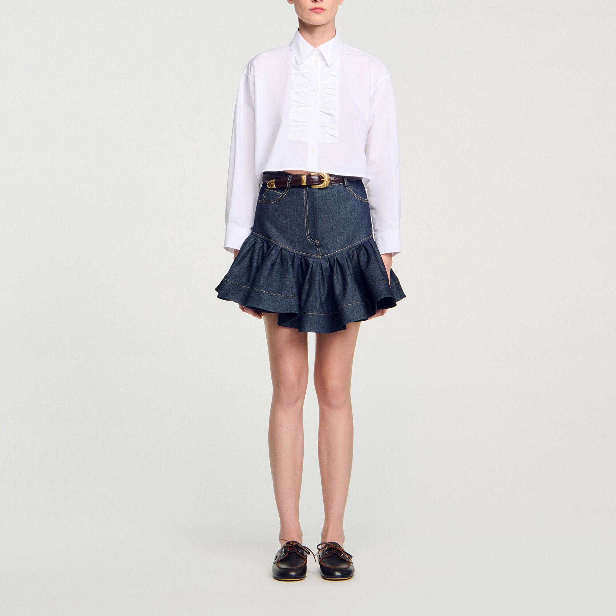 Camicia corta con dettagli nodo - Donna | Sandro