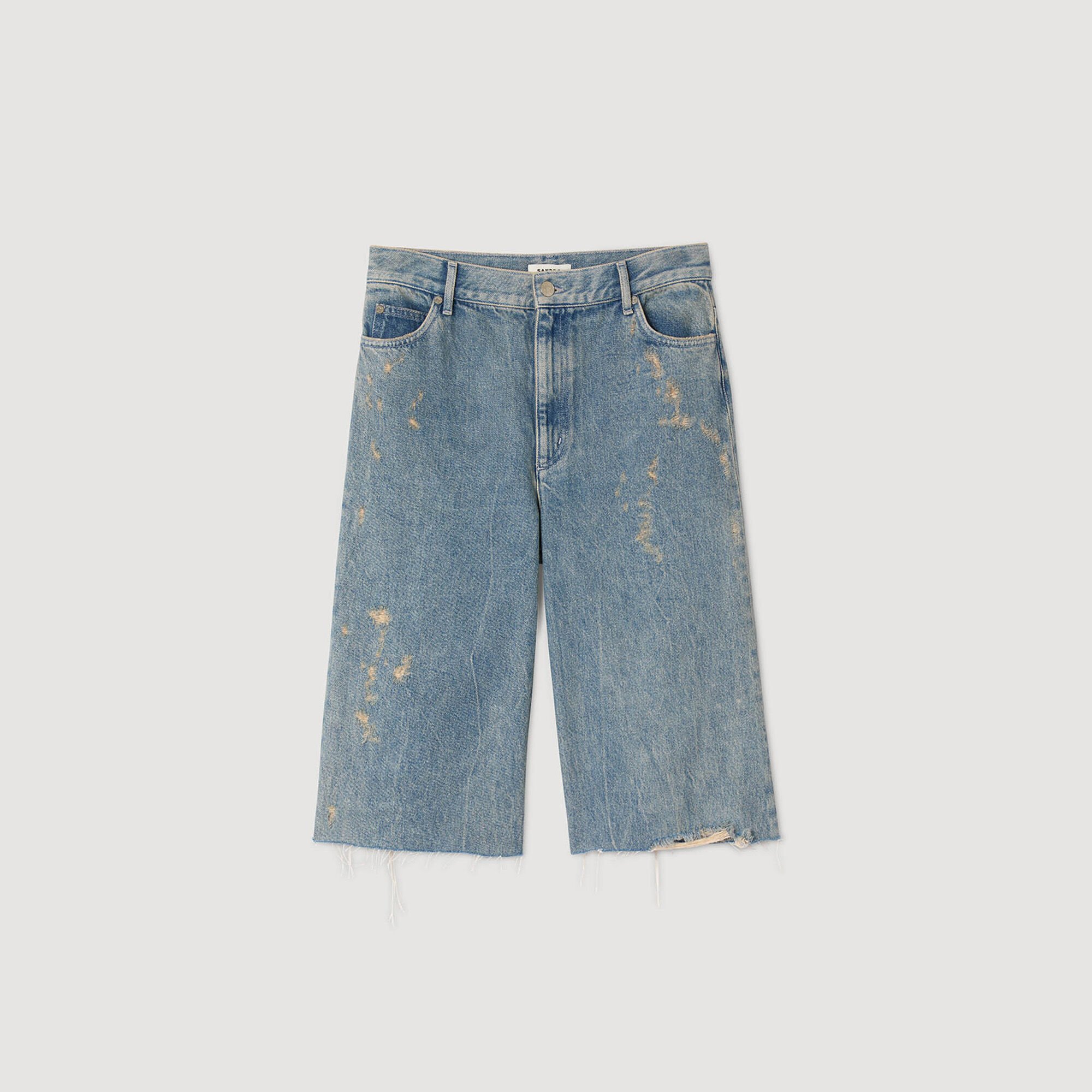 Bermuda jeans effetto stropicciato