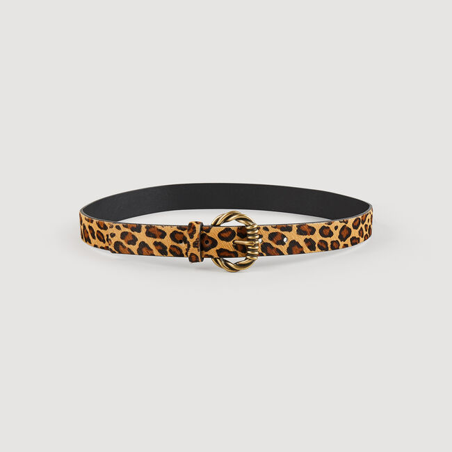 Cintura larga in pelle stampa leopardo