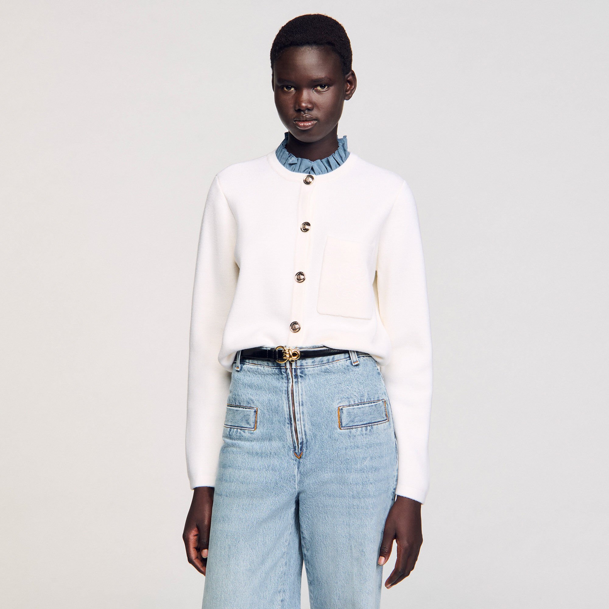 Cardigan a collo alto