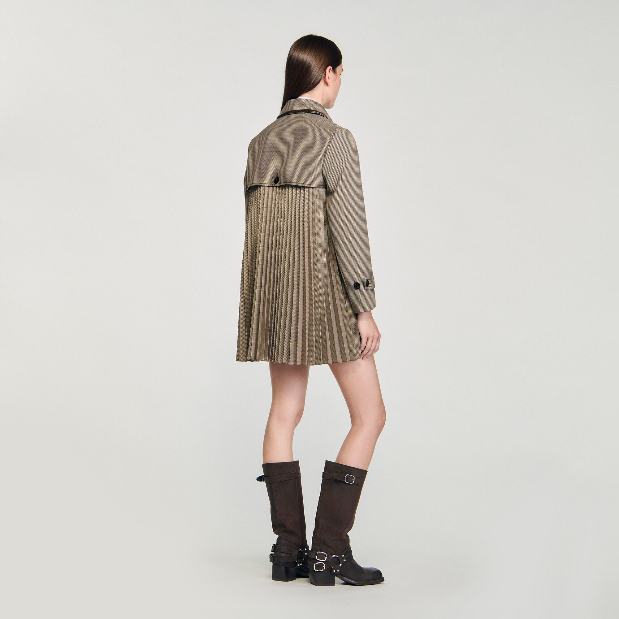 Trench pied-de-poule col pelle - Donna | Sandro
