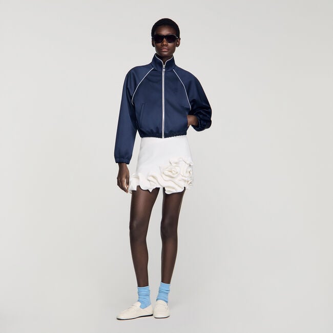 Giubbotto corto raso logo ricamo