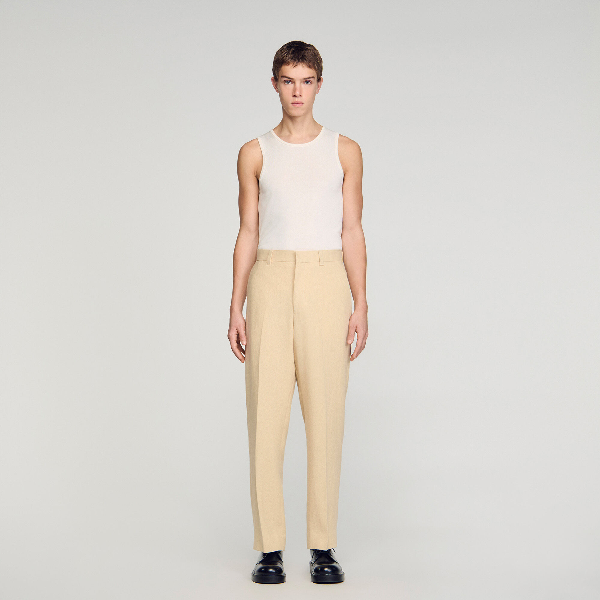 Pantaloni oversize in lino e cotone