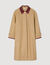 Trench lungo con colletto in pelle