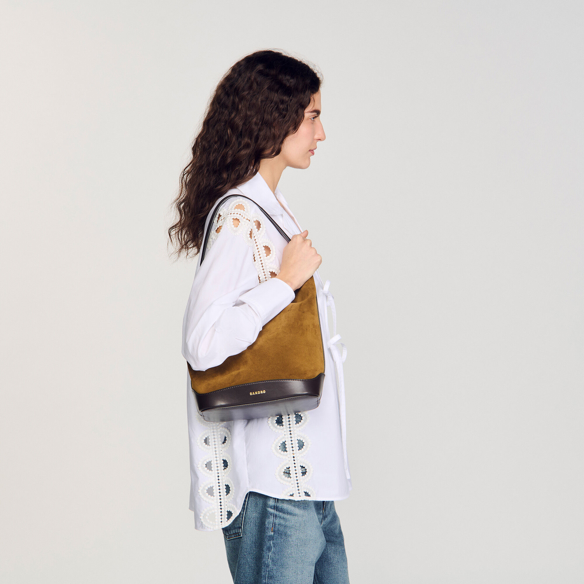 Borsa a secchiello in camoscio TANGOSO