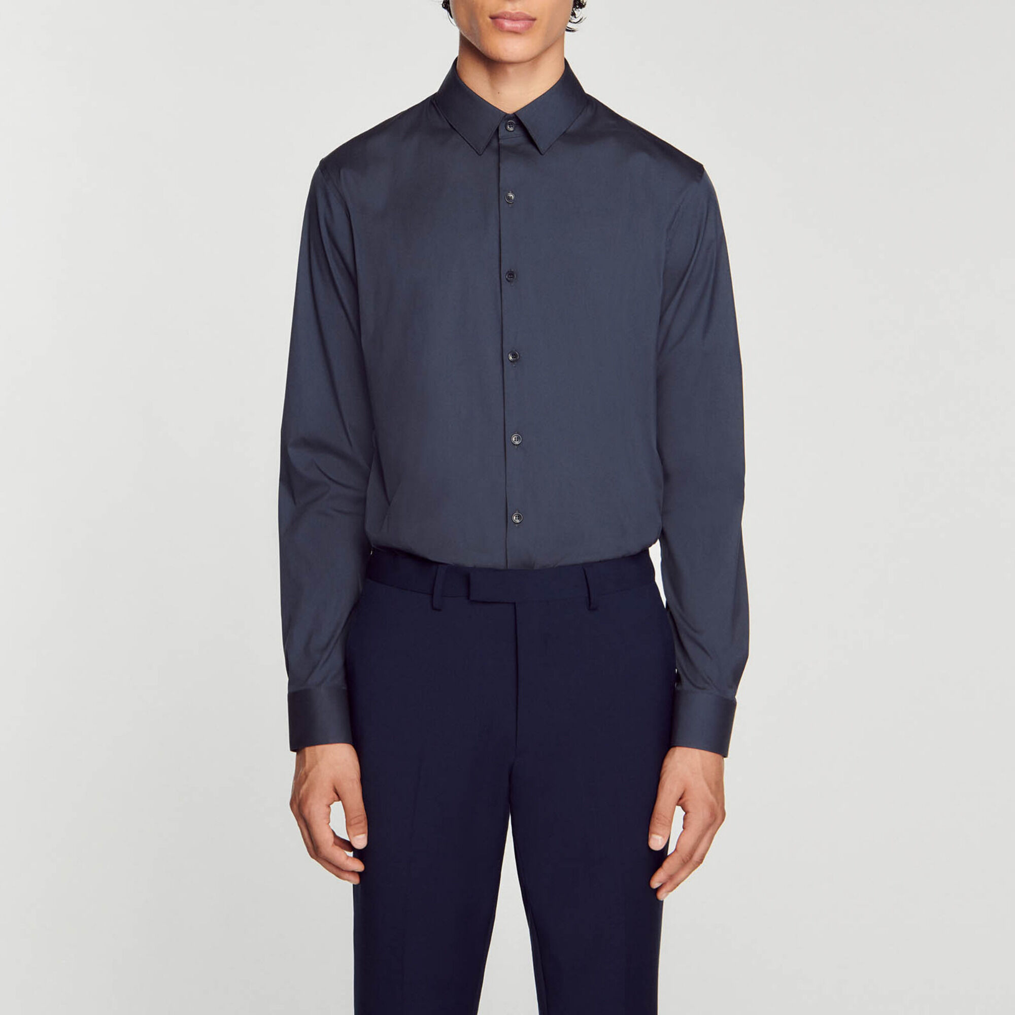 Camicia aderente in cotone stretch
