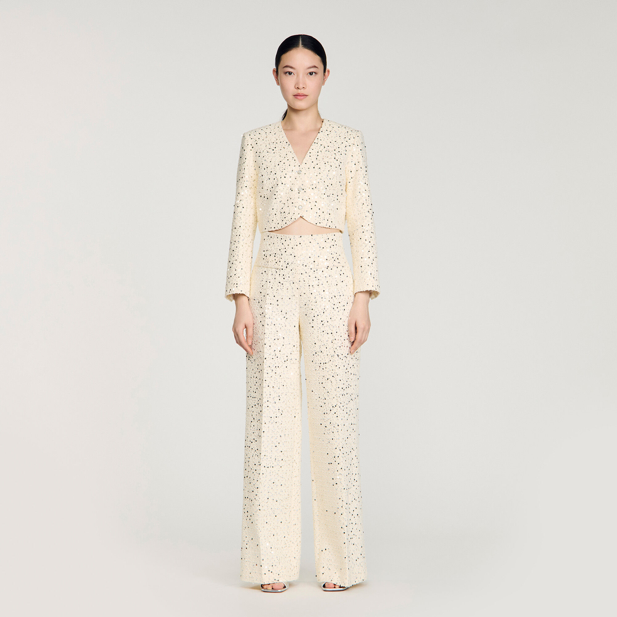 Pantaloni dritti con paillettes