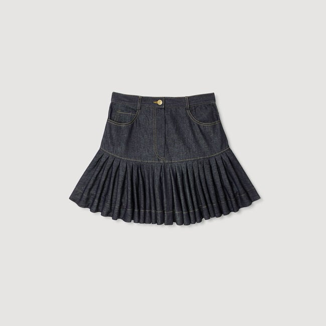Gonna corta in denim con volant