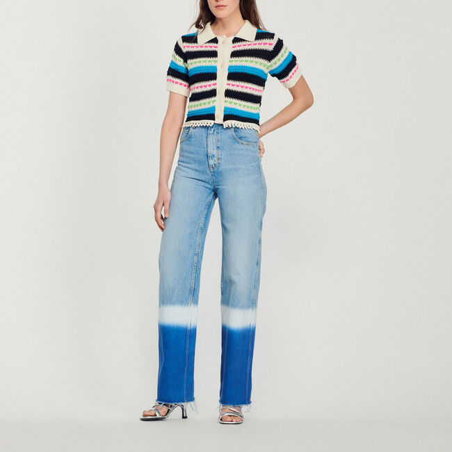 Cardigan corto a righe