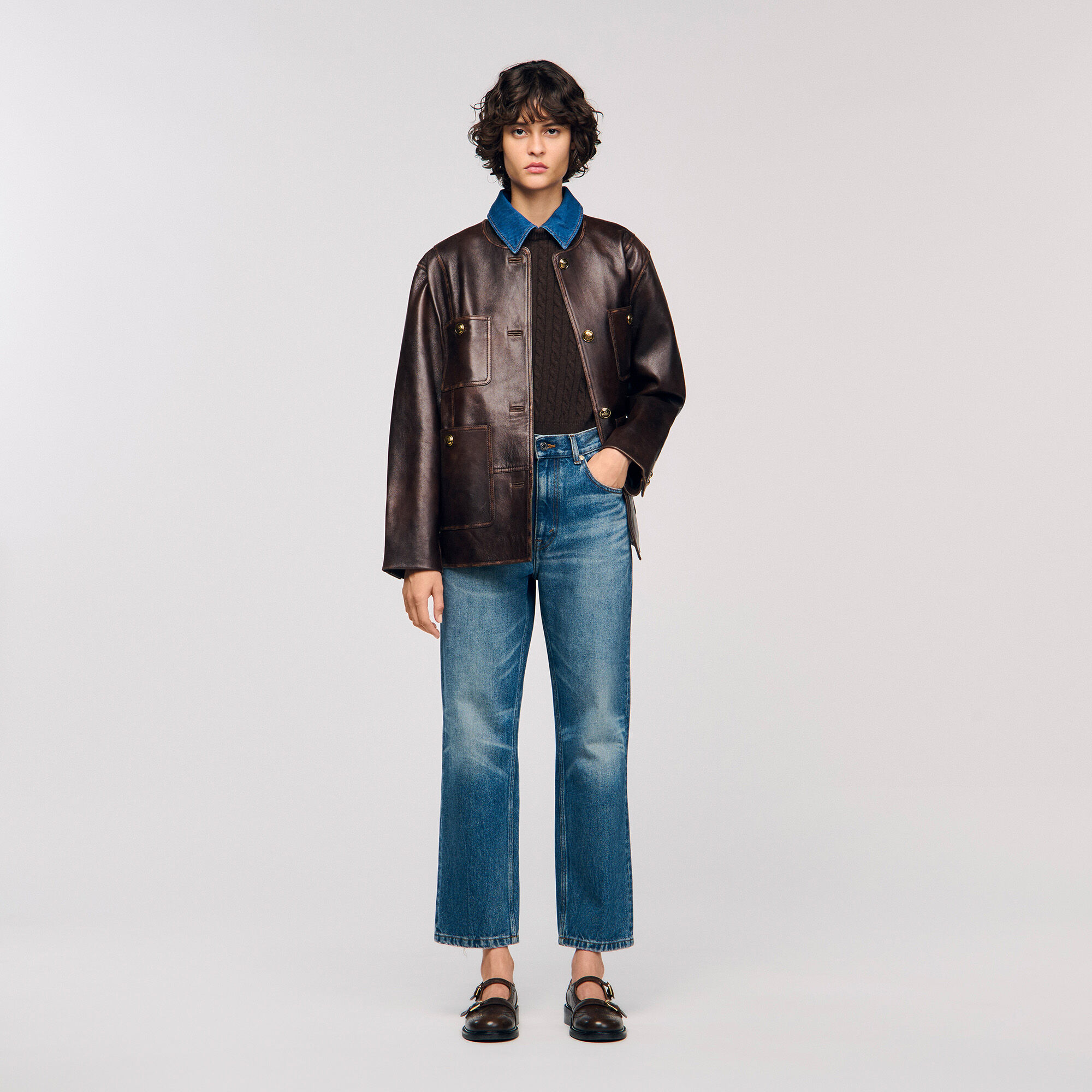 Maglione in maglia e denim