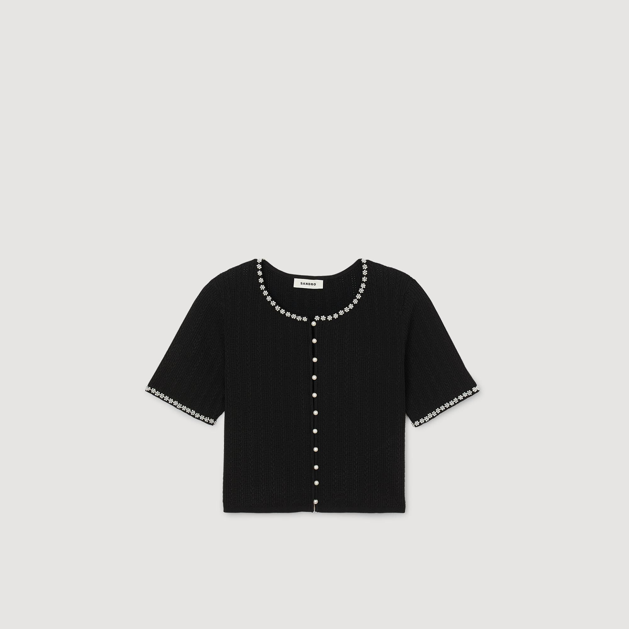 Cardigan corto con perline