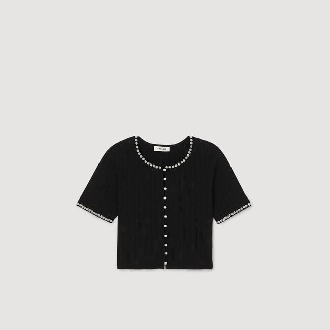 Cardigan corto con perline
