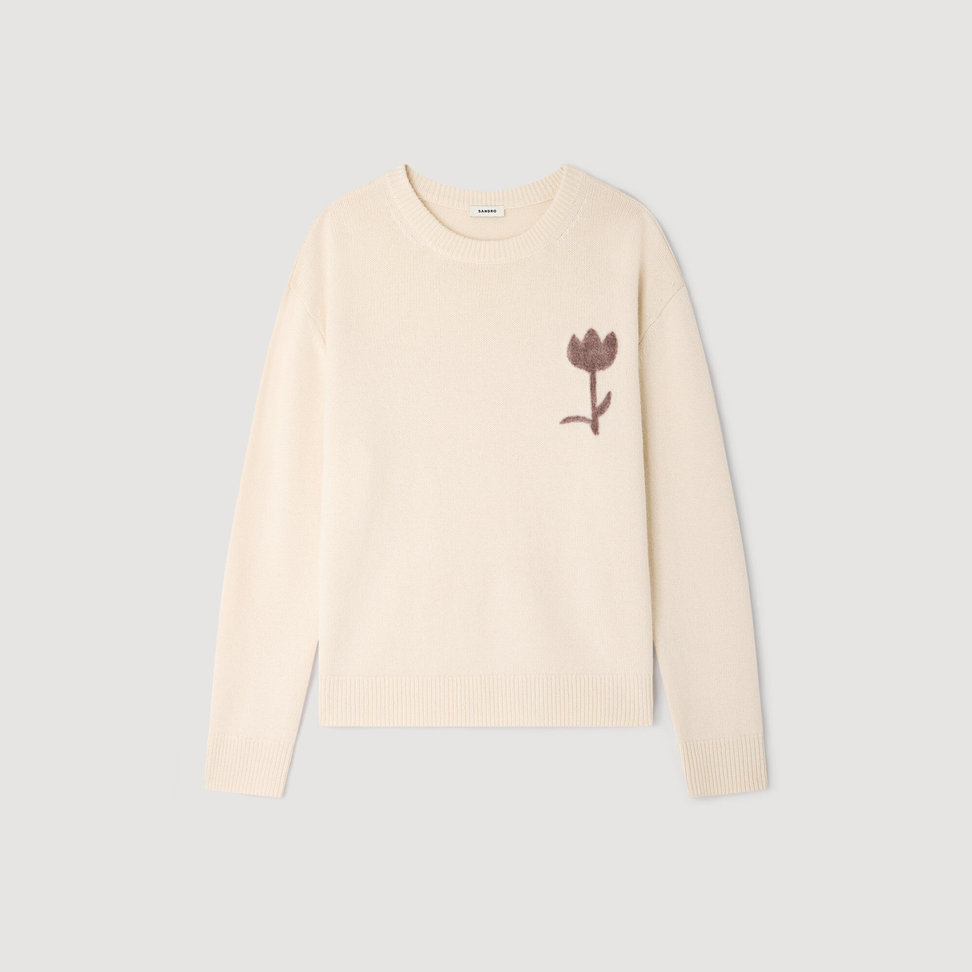 Maglione lana con dettaglio fiore