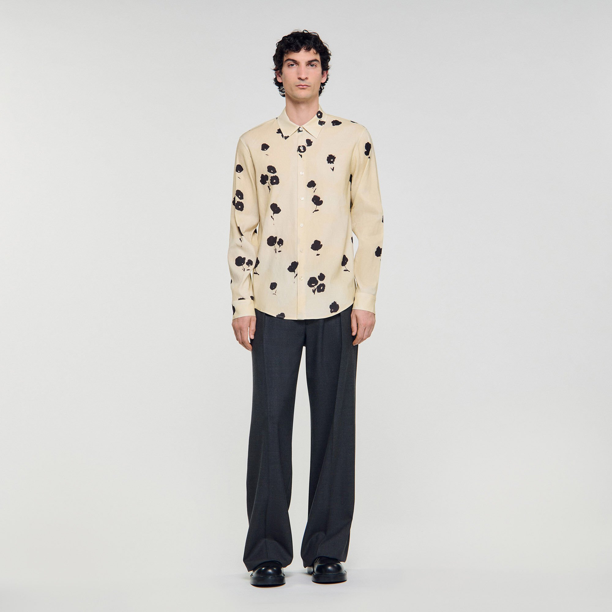 Camicia in lino con stampa a fiori