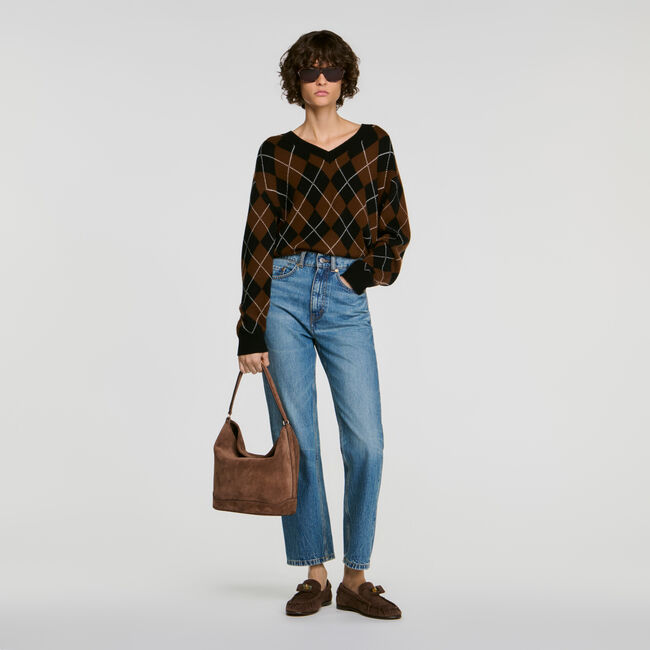 Maglione a rombi con strass