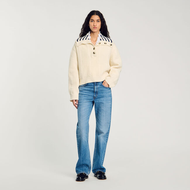 Maglione colletto alla marinara a righe