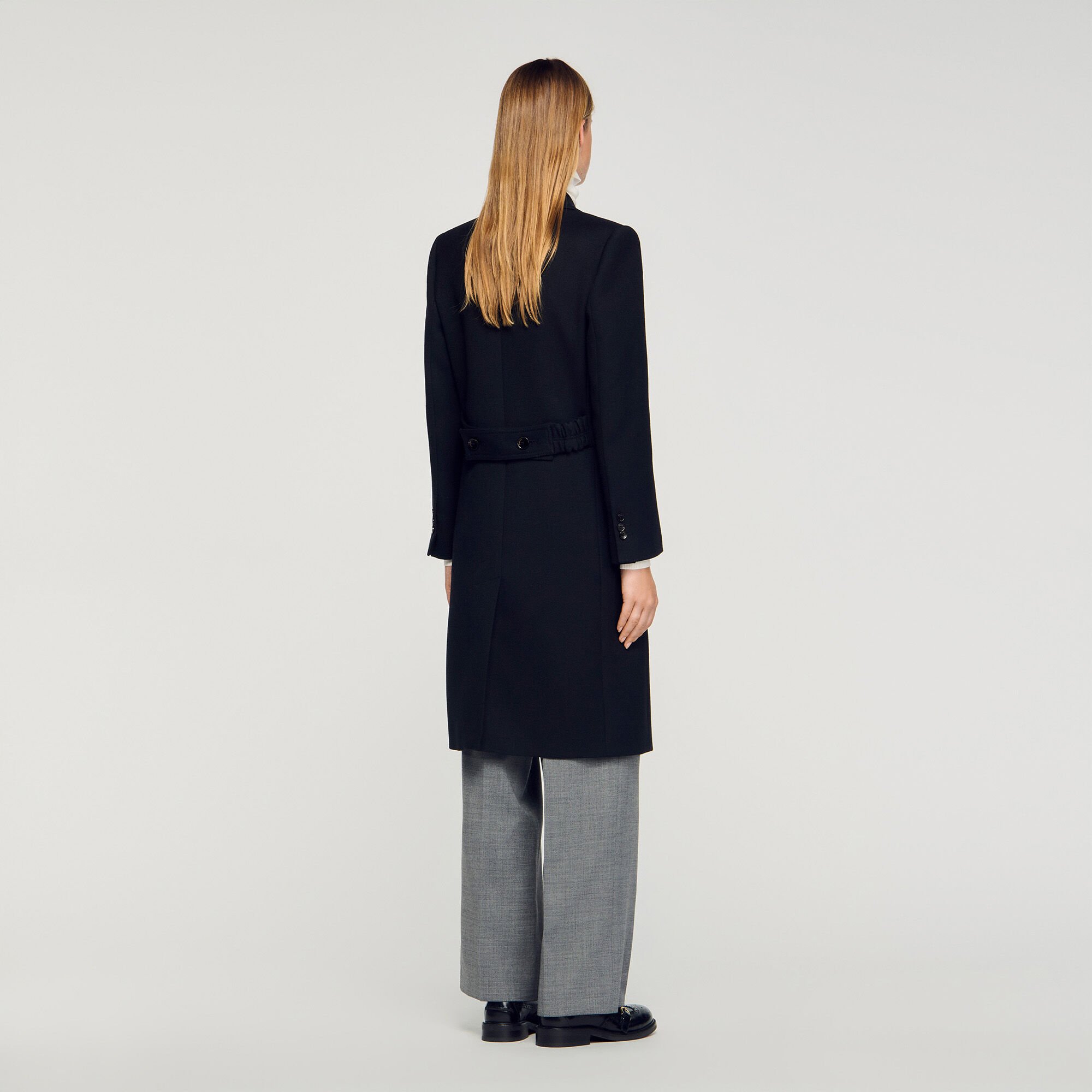 Cappotto lungo con revers satinati