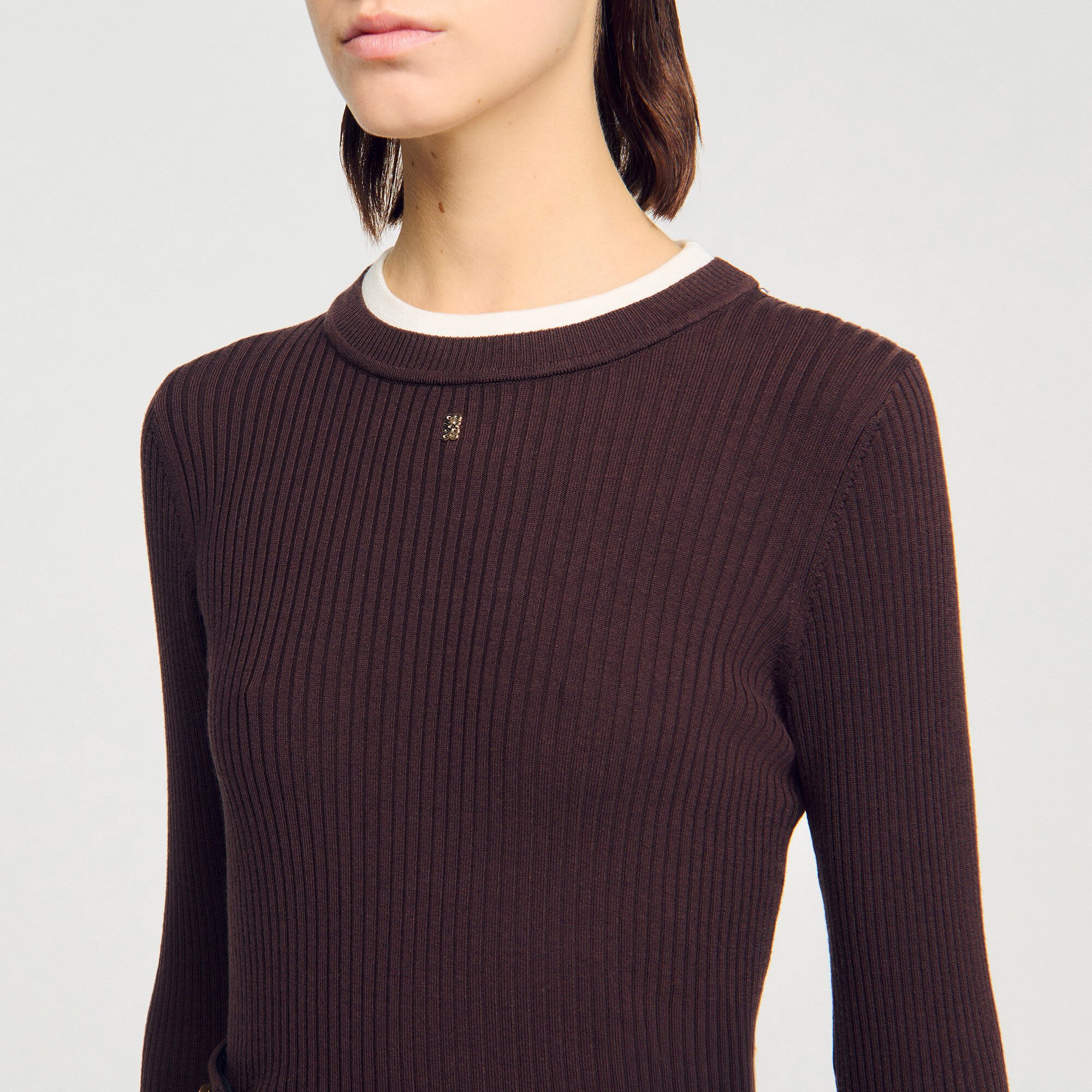 Maglione trompe l'œil in lana mista