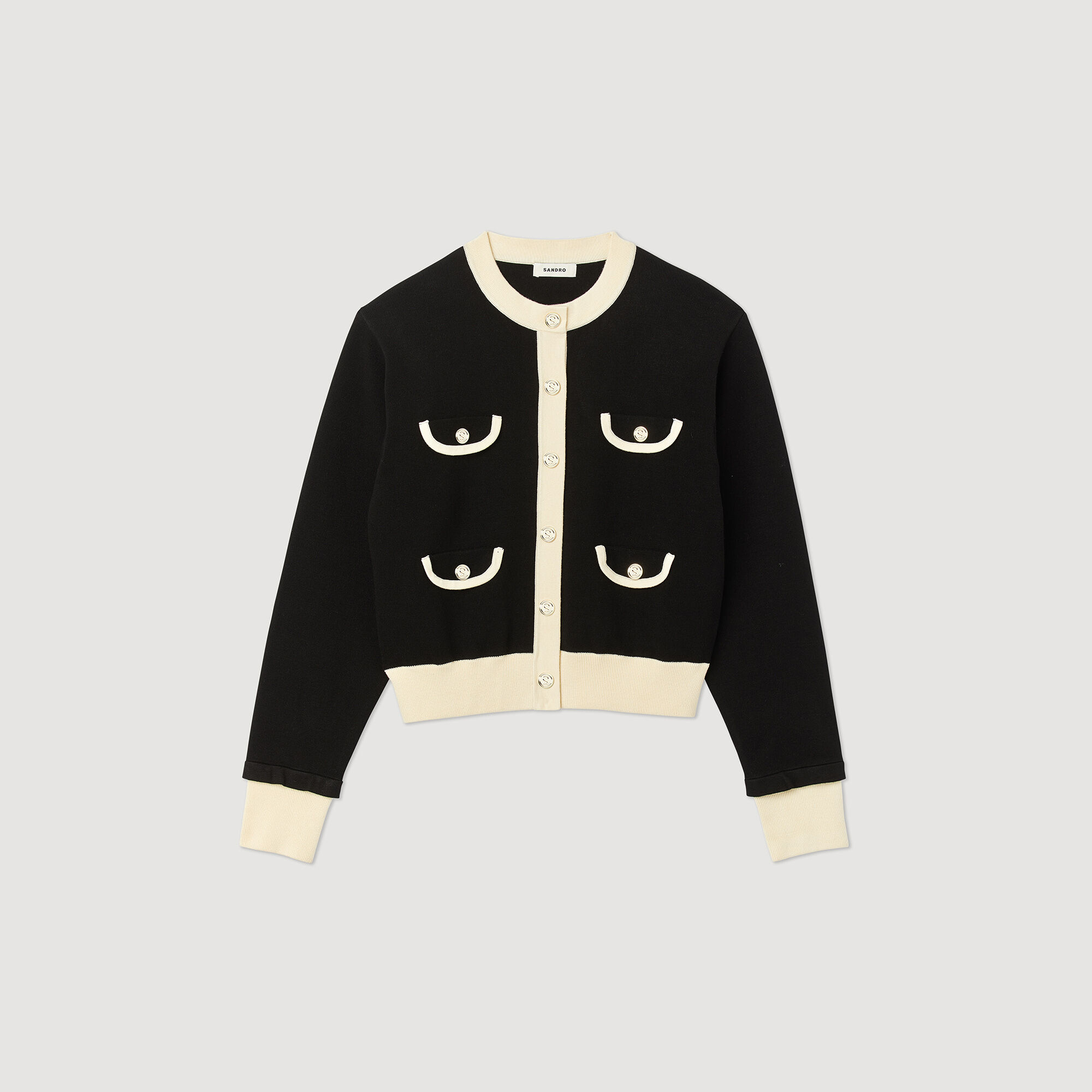 Cardigan bicolore con bottoni