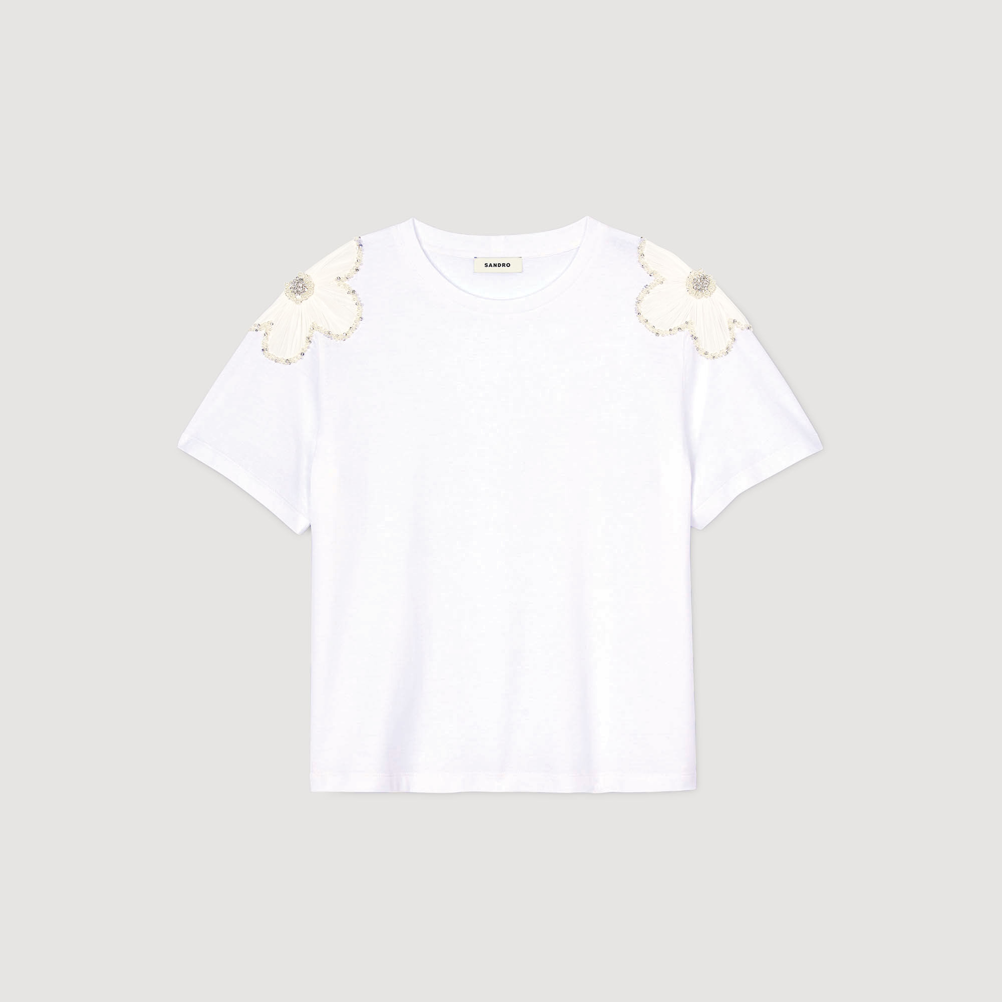 T-shirt con fiori ricamati