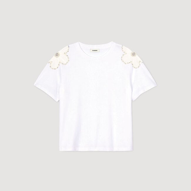 T-shirt con fiori ricamati